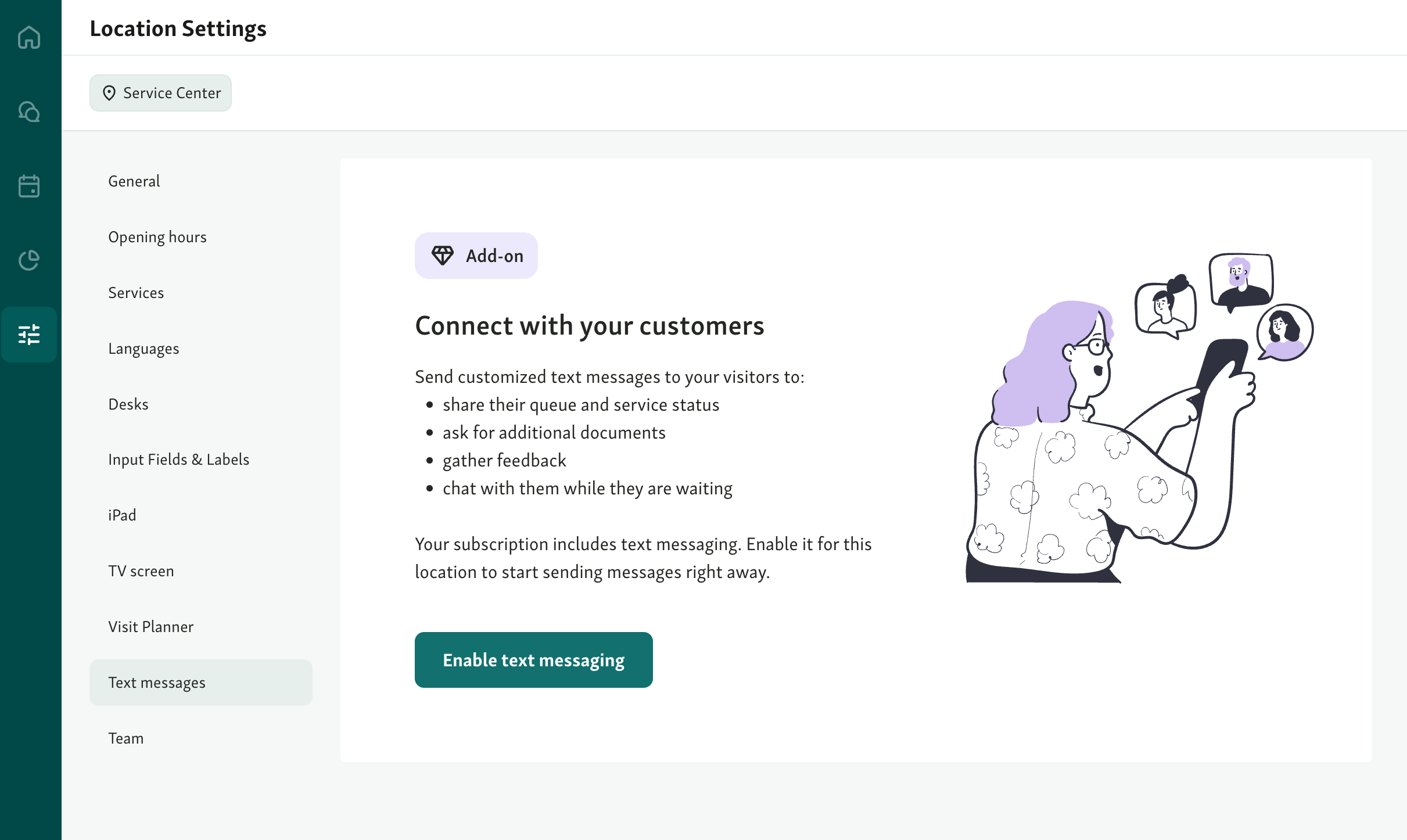 Enable text messaging