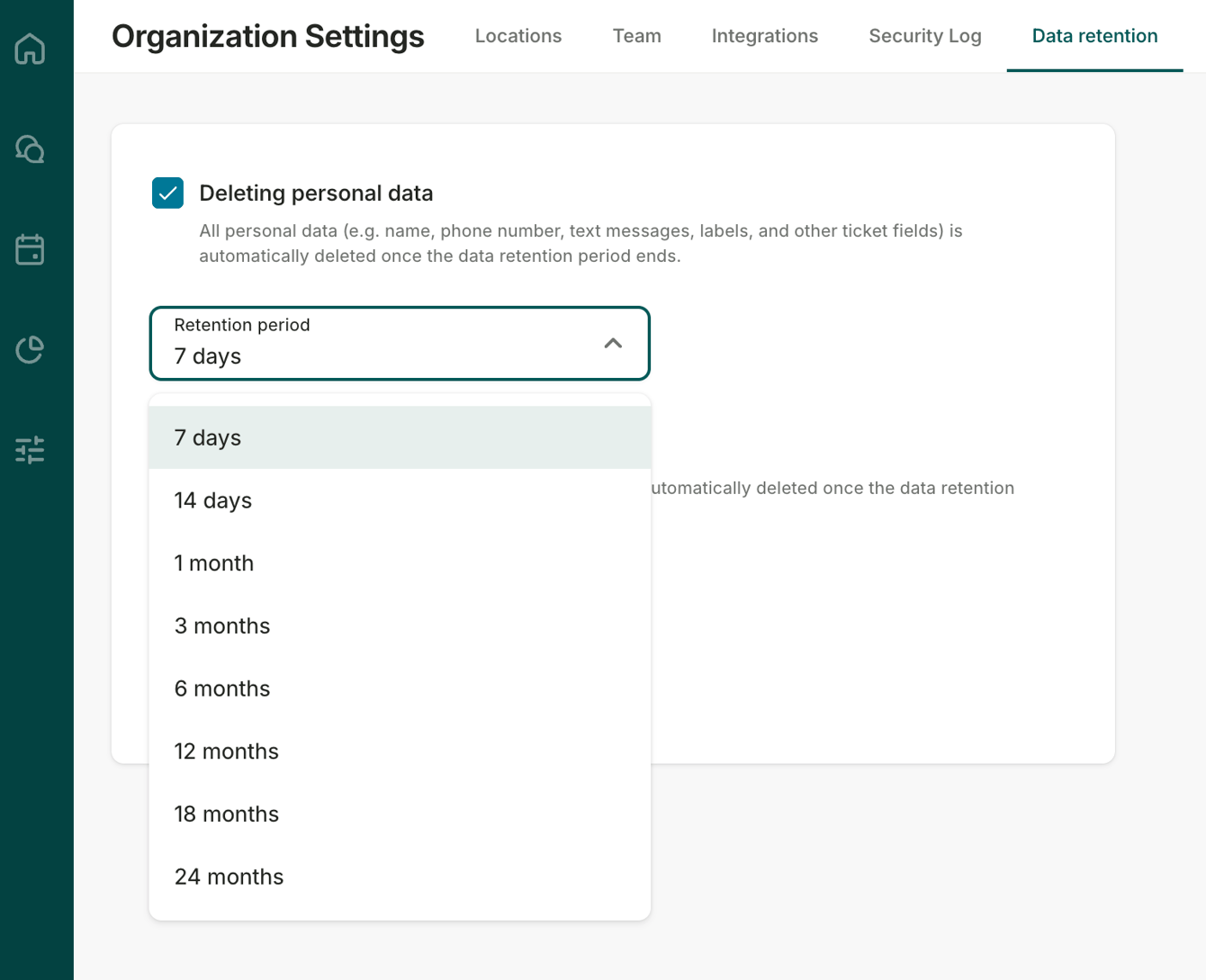 Configure Data Retention settings in Qminder